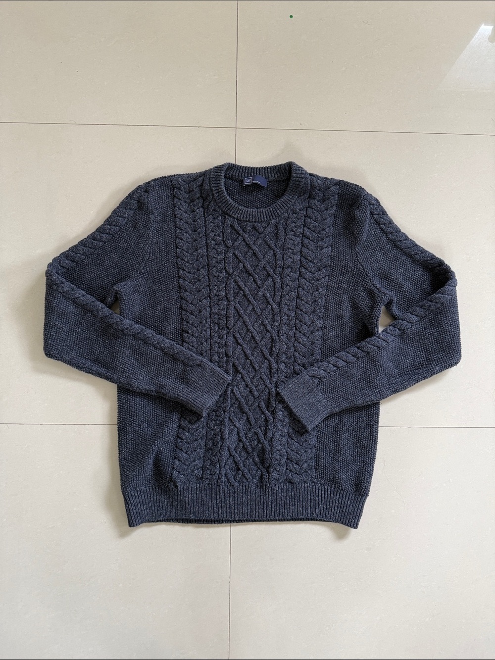 Men's Gap Blue Cable Knit Crewneck Sweater